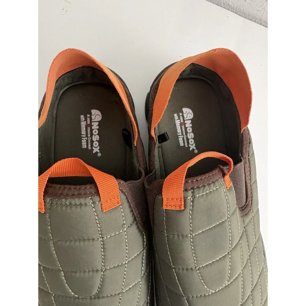 Deer Stags NoSox Hubie Mens Slip On Mushroom/Orange Size 10.5 House Shoes